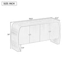 Armoire de rangement à 4 portes en placage de frêne avec pieds incurvés et étagères réglables