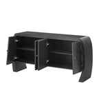 Armoire de rangement à 4 portes en placage de frêne avec pieds incurvés et étagères réglables