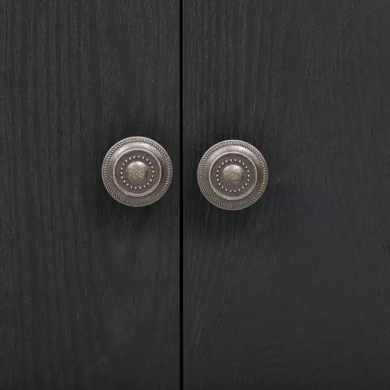 Armoire de rangement à 4 portes en placage de frêne avec pieds incurvés et étagères réglables