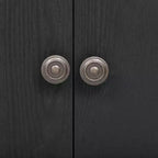 Armoire de rangement à 4 portes en placage de frêne avec pieds incurvés et étagères réglables