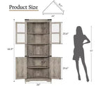 Armoire de rangement d'angle haute en bois avec porte coulissante et étagères réglables