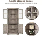 Armoire de rangement d'angle haute en bois avec porte coulissante et étagères réglables