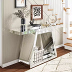 Console miroir de 142 cm avec base trapézoïdale