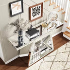 Console miroir de 142 cm avec base trapézoïdale