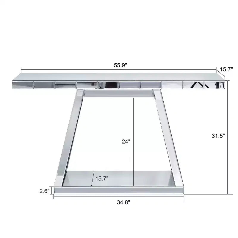 Console miroir de 142 cm avec base trapézoïdale