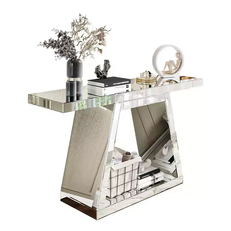 Console miroir de 142 cm avec base trapézoïdale