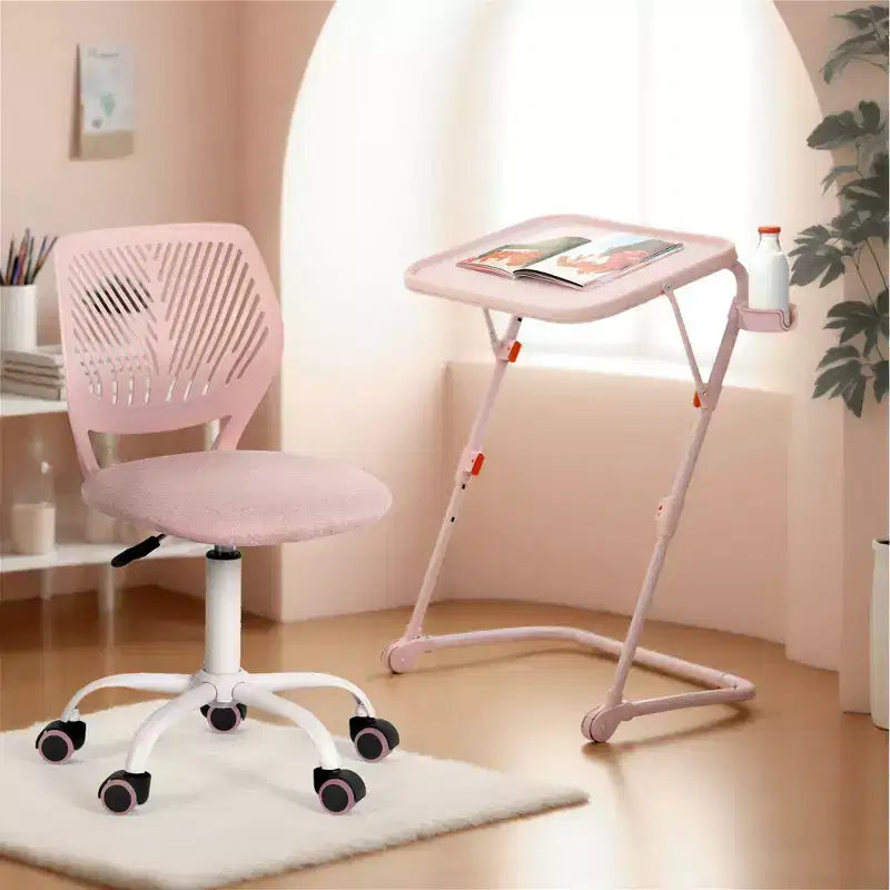 Bureau pliant à hauteur réglable avec roulettes et plateaux latéraux 49 cm (19,29")
