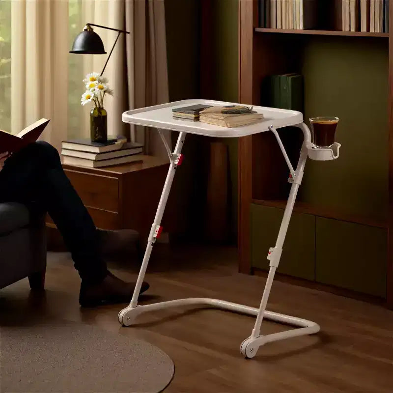Bureau pliant à hauteur réglable avec roulettes et plateaux latéraux 49 cm (19,29")