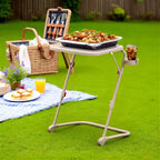 Bureau pliant à hauteur réglable avec roulettes et plateaux latéraux 49 cm (19,29")