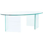 Table basse en verre trempé avec cadre géométrique en métal