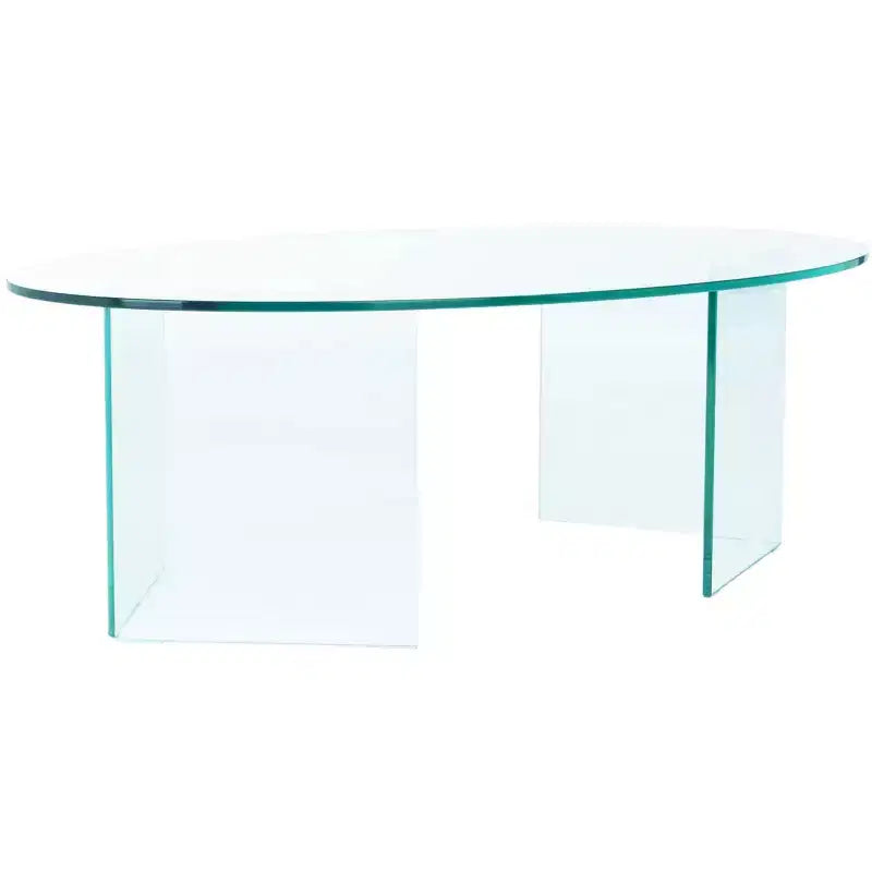 Table basse en verre trempé avec cadre géométrique en métal