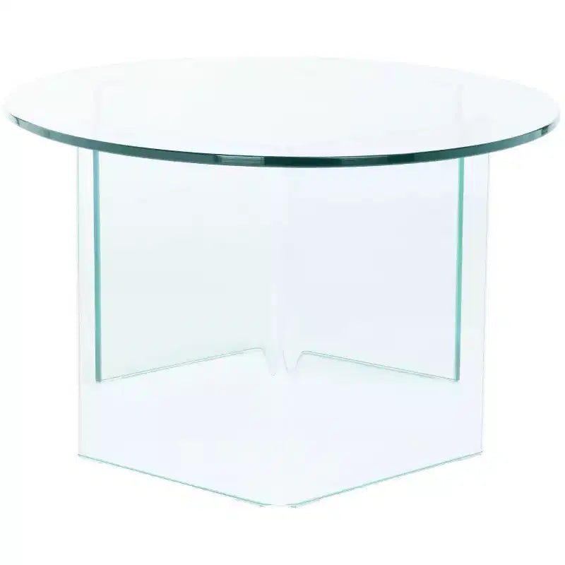 Table basse en verre trempé avec cadre géométrique en métal
