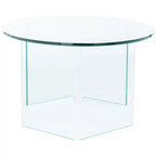 Table basse en verre trempé avec cadre géométrique en métal