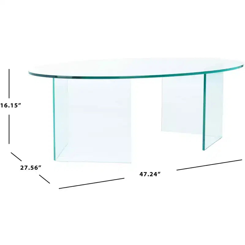 Table basse en verre trempé avec cadre géométrique en métal