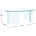 Table basse en verre trempé avec cadre géométrique en métal