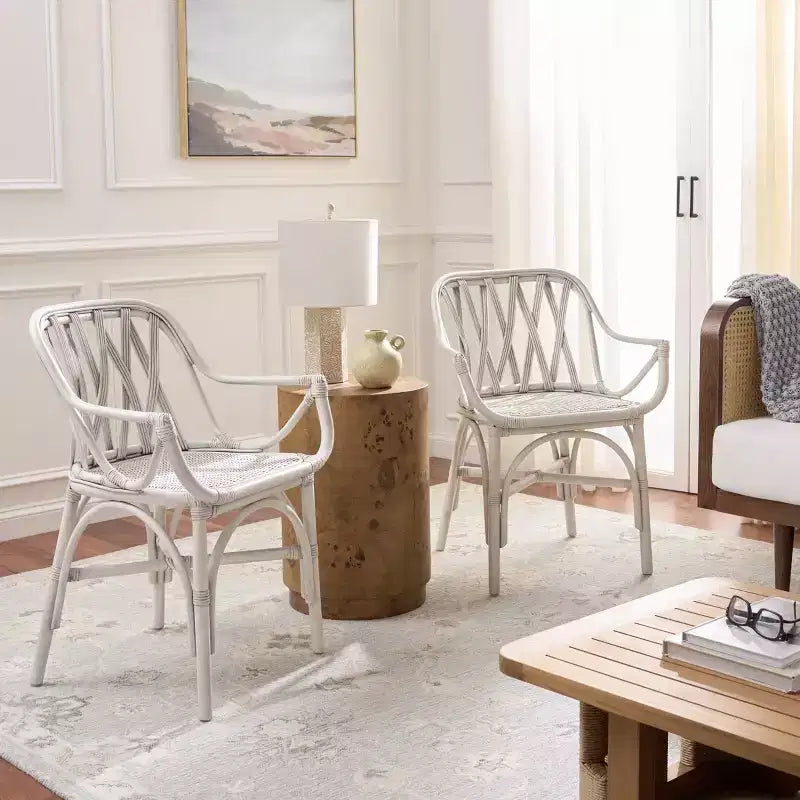 Fauteuil en rotin avec finition blanchie ou naturelle