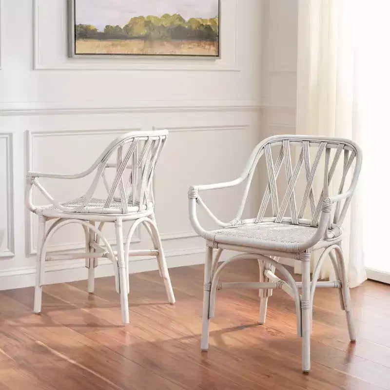 Fauteuil en rotin avec finition blanchie ou naturelle