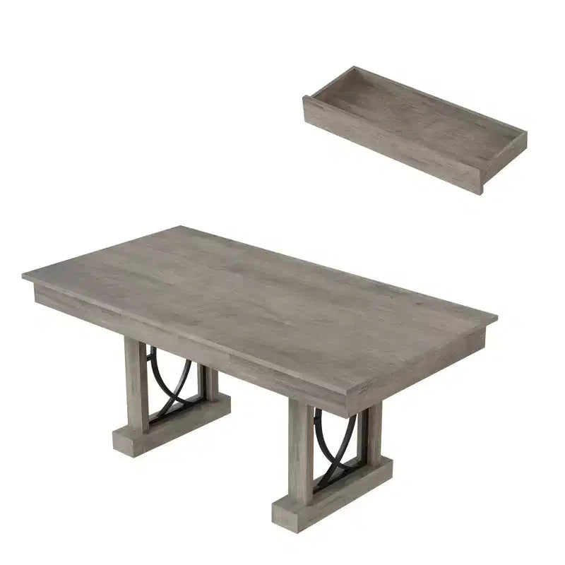 Table à Manger Rectangulaire en Bois 71" avec 2 Tiroirs de Rangement