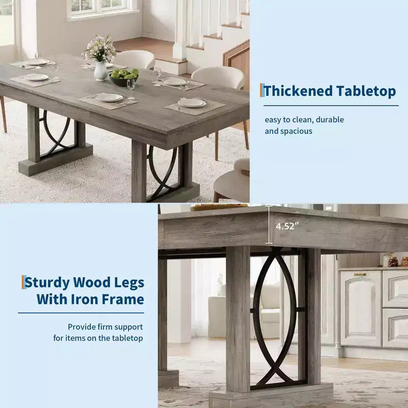 Table à Manger Rectangulaire en Bois 71" avec 2 Tiroirs de Rangement