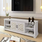 Meuble TV en bois avec portes vitrées et rangement 68,2"L x 17,1"P x 23,7"H