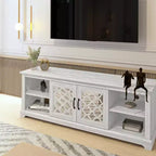 Meuble TV en bois avec portes vitrées et rangement 68,2"L x 17,1"P x 23,7"H