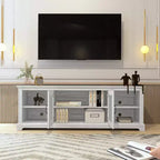 Meuble TV en bois avec portes vitrées et rangement 68,2"L x 17,1"P x 23,7"H