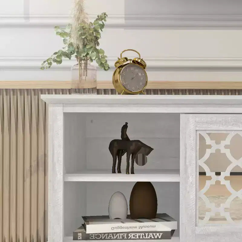 Meuble TV en bois avec portes vitrées et rangement 68,2"L x 17,1"P x 23,7"H