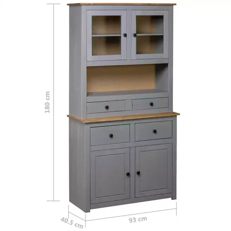 Vitrine et meuble de rangement en bois de pin massif