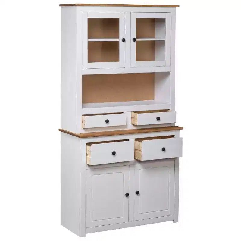 Vitrine et meuble de rangement en bois de pin massif