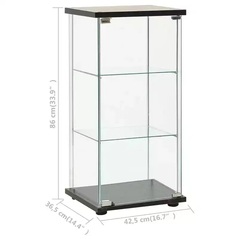 Vitrine d'exposition à 4 étagères en verre trempé