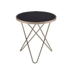 Royal Hampton End Table, Black Glass & Champagne