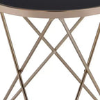 Table d'appoint en verre et métal avec base couleur champagne