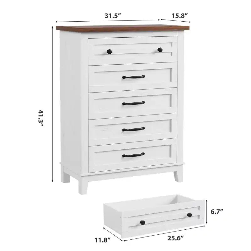 Commode en bois à 5 tiroirs de 105 cm de haut