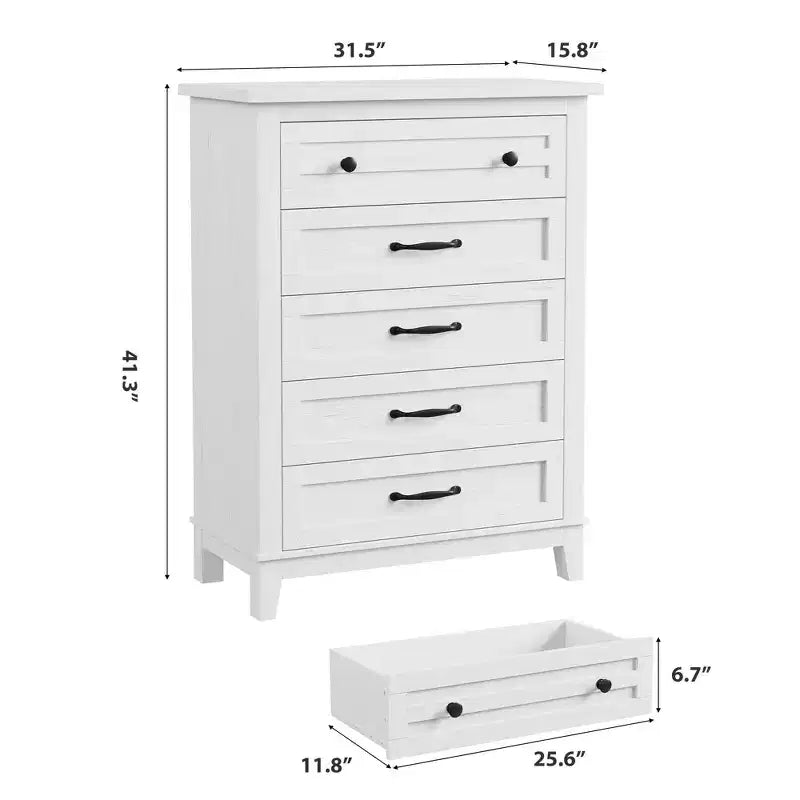 Commode en bois à 5 tiroirs de 105 cm de haut