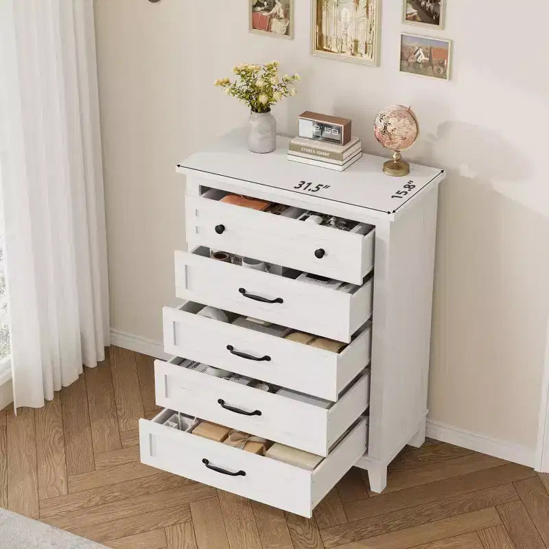 Commode en bois à 5 tiroirs de 105 cm de haut