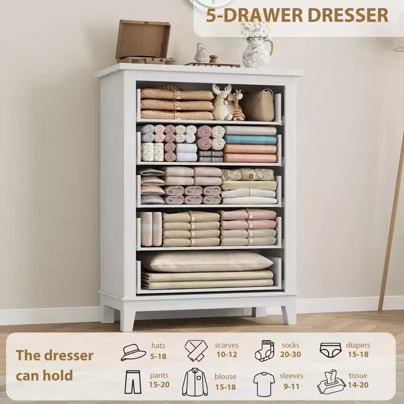 Commode en bois à 5 tiroirs de 105 cm de haut