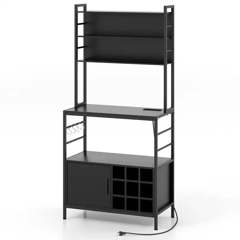 Étagère de Boulanger en Métal 170 cm avec Armoire, Prise de Courant et Crochets en S