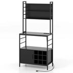 Étagère de Boulanger en Métal 170 cm avec Armoire, Prise de Courant et Crochets en S