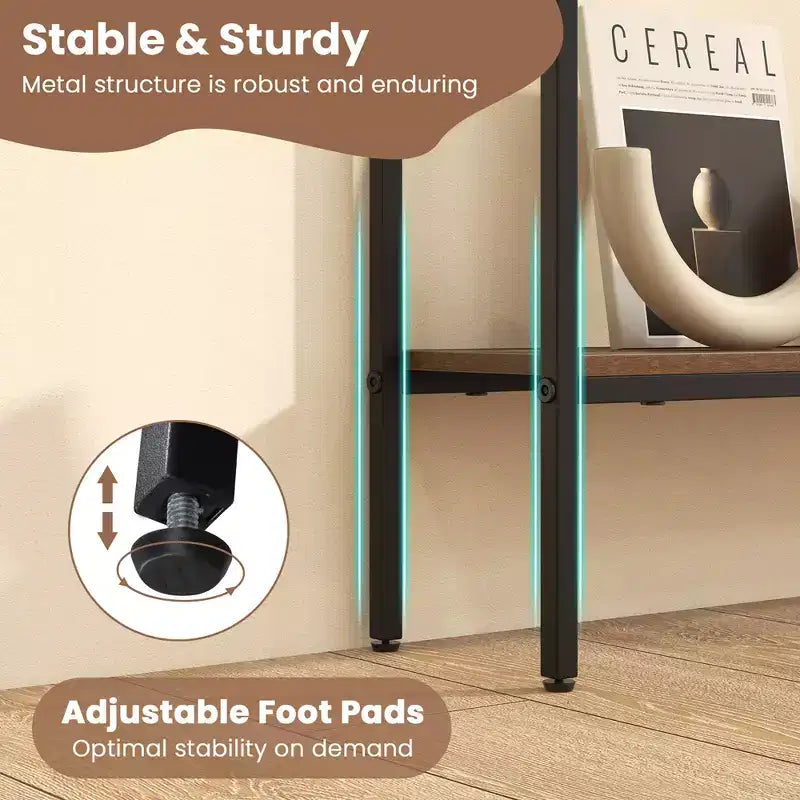 Console étroite en bois de 44 po avec étagère inférieure