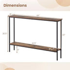 Console étroite en bois de 44 po avec étagère inférieure