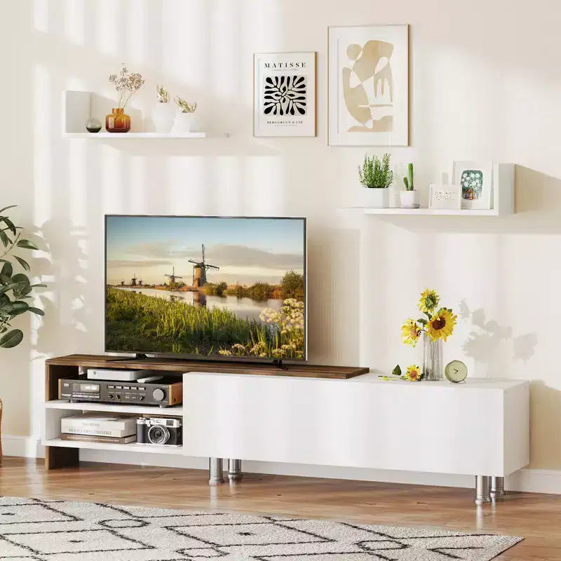 Meuble TV en bois Meuble de divertissement 181,6 cm pour téléviseurs jusqu'à 80"