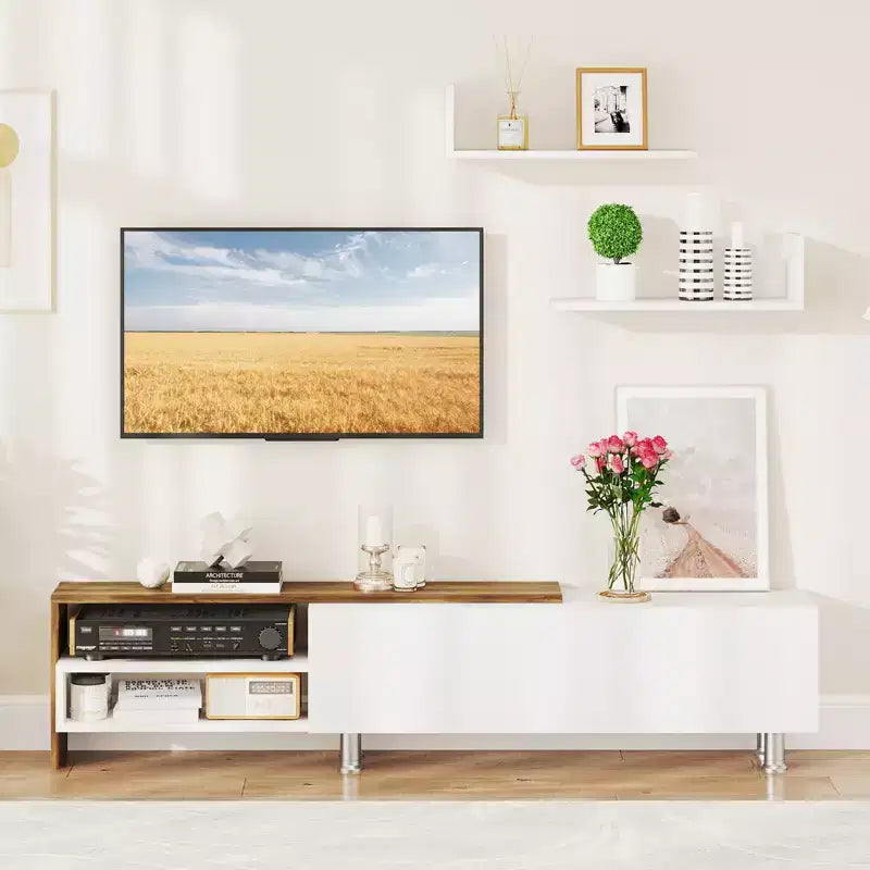 Meuble TV en bois Meuble de divertissement 181,6 cm pour téléviseurs jusqu'à 80"
