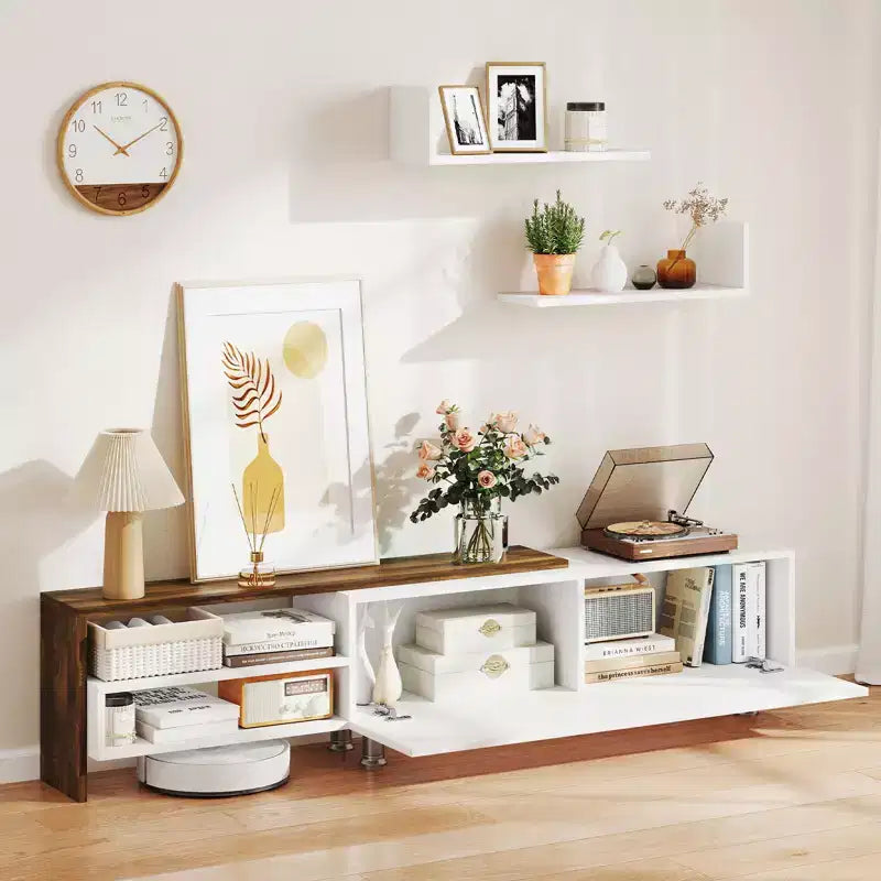 Meuble TV en bois Meuble de divertissement 181,6 cm pour téléviseurs jusqu'à 80"