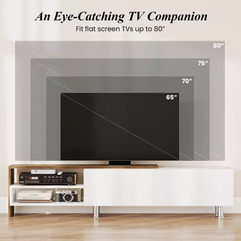 Meuble TV en bois Meuble de divertissement 181,6 cm pour téléviseurs jusqu'à 80"