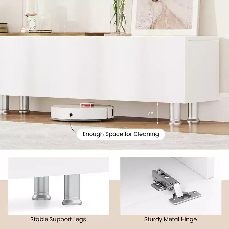 Meuble TV en bois Meuble de divertissement 181,6 cm pour téléviseurs jusqu'à 80"