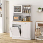 Meuble poubelle double basculant en bois avec huche