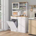 Meuble poubelle double basculant en bois avec huche