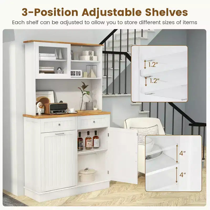 Meuble poubelle double basculant en bois avec huche