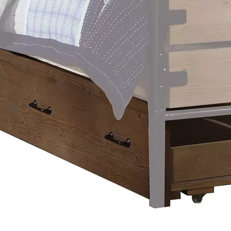 Lit gigogne double en bois avec roulettes