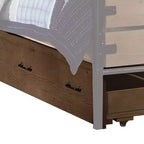 Lit gigogne double en bois avec roulettes